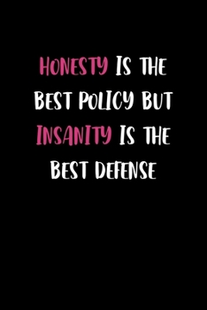 Honesty Is The Best Policy But Insanity Is The Best Defense: Notebook Journal Composition Blank Lined Diary Notepad 120 Pages Paperback Black Solid Texture Sanity