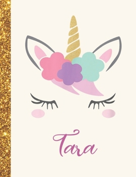 Tara: Tara Unicorn Personalized Black Paper SketchBook for Girls and Kids to Drawing and Sketching Doodle Taking Note Marble Size 8.5 x 11