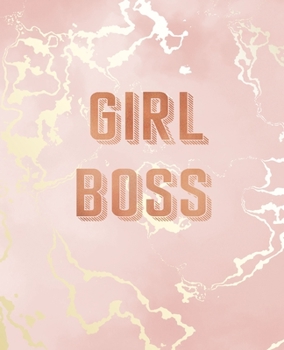 Girl Boss: Inspirational Quote Notebook, Pink Marble and Rose Gold Inlay | 7.5 x 9.25, 120 Wide Ruled Pages