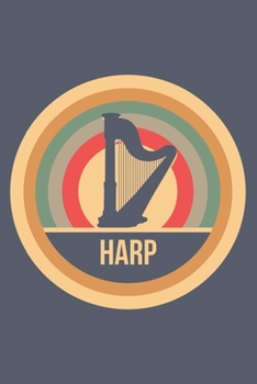 Harp: Retro Vintage Harfe Notizbuch A5 Liniert 108 Seiten Notizheft - Geschenk für Harpisten (German Edition)