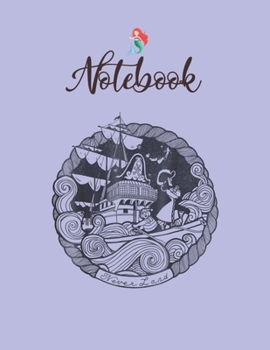 NoteBook: Disney Peter Pan Captain Hook Ship Stamp Graphic Notebook for Girls Teens Kids Journal College Ruled Blank Lined 110 Pages of 8.5x11 The Little Mermaid Secret Diary and Journals