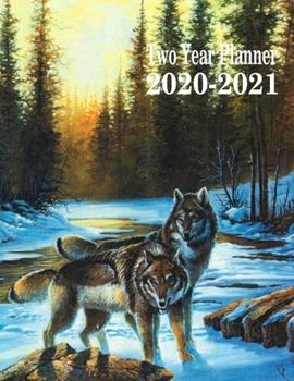 Paperback Two Year Planner 2020-2021: Wolves Monthly Planner 8.5 x 11 Book