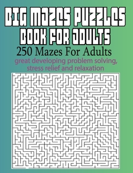 Paperback Big Mazes Puzzles Book For Adults: 250 Mazes For Adults - Great for Developing Problem Solving, stress relief and Relaxation Book