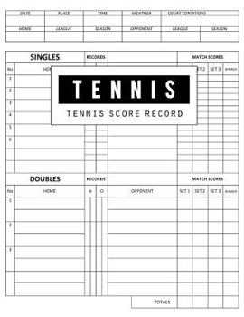 Paperback Tennis Score Record: Tennis Game Record Keeper Book, Tennis Score Notebook, Tennis score card, Record singles or doubles play, Plus the pla Book