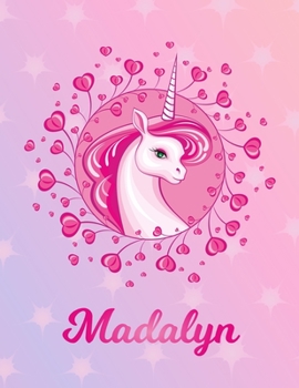Madalyn: Unicorn Large Blank Primary Handwriting Learn to Write Practice Paper for  Girls | Pink Purple Magical Horse Personalized Letter M Initial ... Learning | Use Imagination to Create Tales