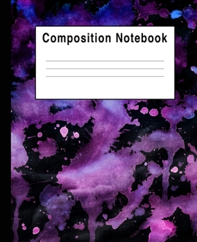 Paperback Composition Notebook: Purple & Blue Watercolor Art Splats Book