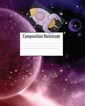 Paperback Composition Notebook: Space Journal - Purple Rocket Book