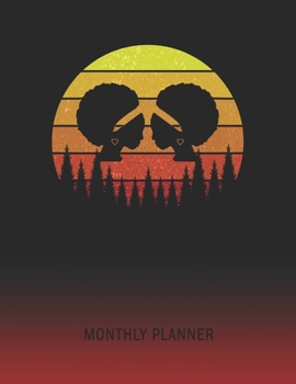 Monthly Planner: Woman Afros | 2 Year Planning for Jan 2020 to Dec 2021 | Retro Vintage Sunset Cover | January 20 - December 21 | Planning Organizer ... | Plan Days, Set Goals & Get Stuff Done