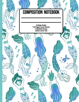 Paperback Composition Notebook College Ruled: Mermaid 110 Pages Book