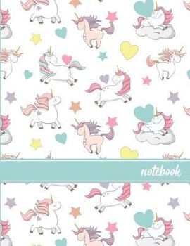 Paperback Notebook: Unicorn Pattern (1) Teal Blue Banner Standard Dot Grid Paper Book