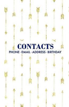 Contacts: Gold Arrows Address Book with A-Z Tabs with Birthday Calendar, Cute Address Book with Tabs Medium Size