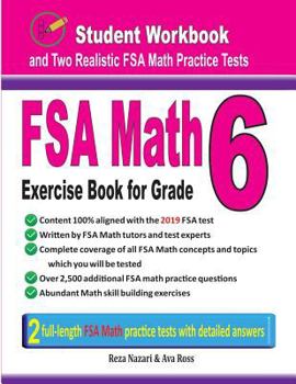 Paperback FSA Math Exercise Book for Grade 6: Student Workbook and Two Realistic FSA Math Tests Book