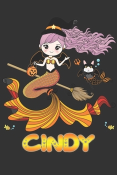 Cindy: Cindy Halloween Beautiful Mermaid Witch, Create An Emotional Moment For Cindy?, Show Cindy You Care With This Personal Custom Gift With Cindy's Very Own Planner Calendar Notebook Journal