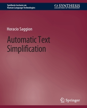 Paperback Automatic Text Simplification Book