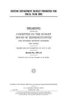 Paperback Defense Department budget priorities for fiscal year 2002 Book