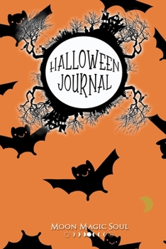 Paperback Halloween Journal: Spooky Orange Halloween October Autumn Bats Journal Notebook Diary College-Ruled Book