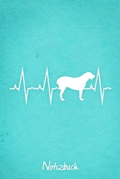 Notizbuch: Türkises kariertes Alabai Herzschlag Hunde Notizheft ca DIN A5 weiß kariert 110 Seiten (German Edition)