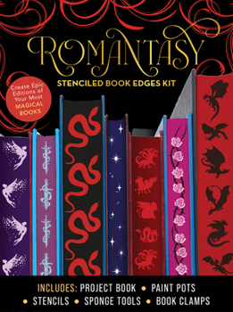 Misc. Romantasy Stenciled Book Edges Kit: Create Epic Editions of Your Most Magical Books - Includes: Project Book, Paint Pots, Stencils, Sponge Tools, Book