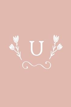 U: Monogram initial medium-lined notebook. Pink and white diary.