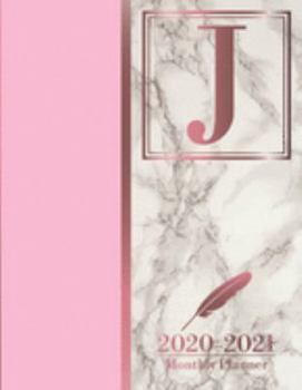 2020-2021 Monthly Planner: Letter J Rose Gold Pink Marble Monogram Planner January 2020 - December 2021 At A Glance 24 Month Dated Initial Diary (8.5” x 11”)