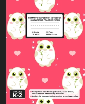 Primary Composition Notebook Handwriting Practice Paper: Kawaii Panda Blank Writing Sheets for Kindergarten to 2nd Grade Elementary Students, School Exercise Book for Kids