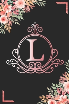 L: Watercolor Flower & Marbel - Motivational and Inspirational Trendy Monogram Initial Letter Women & Girls Coworker Office Funny Notebook Wide Ruled ... Idea in Holidays Birthday Or Anniversary 2020
