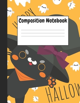 Paperback Composition Notebook: Orange Halloween & Black Cat Themes Style, 8.5" x 11" (21.59cm x 27.94cm), 120 pages, Large Notebook (College Ruled Sc Book