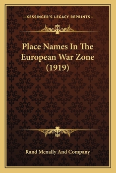 Paperback Place Names In The European War Zone (1919) Book