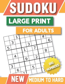 Paperback Sudoku Large Print for adult: Medium to Hard, big numbers Book