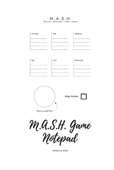 Paperback MASH Game Notepad: Medium Size - Game With Boxes - 6x9, Nice Cover Glossy, 100 Templates Book