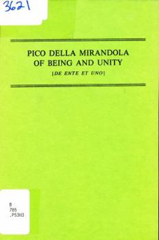 Paperback Pico Della Mirandola: Of Being and Unity Book