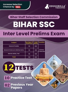 Paperback BSSC Inter Level Prelims Exam Book 2023 (English Edition) Bihar Staff Selection Commission 10 Practice Tests and 2 Previous Year Papers ( 1800+ Solved Book