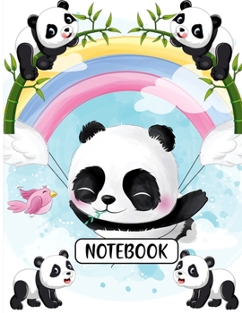 Composition Notebook. Nifty Wide Ruled Paper Notebook Journal. Cute Baby Pink & White Wide Cartoon Panda Blank Lined Workbook for Teens Kids Students Girls for Home School College for Writing Notes.