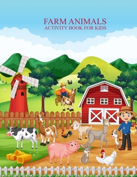 Paperback Farm Animals Activity Book For Kids: Farm Animals Adult Coloring Book