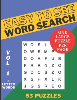 Paperback Easy To See Word Search Puzzle Book: 53 Puzzles - Large Print For Seniors - One Large Puzzle Per Page - Volume 1 [Large Print] Book