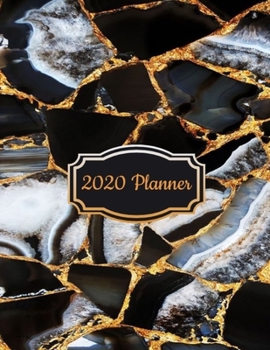 Paperback 2020 Planner: Black Marble Gold 2020 Organizer; Monthly and Weekly 2020 Planner Journal Book