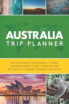 Paperback Australia Trip Planner: Vacation Planner Logbook - Template Pages for Research, Travel Calendar, Reservations, Budget, Packing List, Itinerary Book