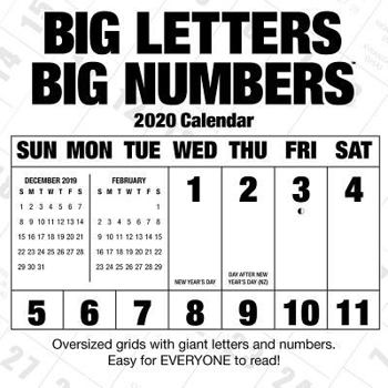 Calendar Cal 2020-Big Letters Big Numbers Wall Book