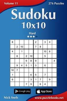 Paperback Sudoku 10x10 - Hard - Volume 11 - 276 Puzzles Book