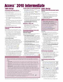 Pamphlet Microsoft Access 2010 Intermediate Quick Reference Guide (Cheat Sheet of Instructions, Tips & Shortcuts - Laminated Card) Book