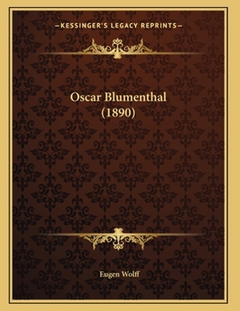 Paperback Oscar Blumenthal (1890) [German] Book