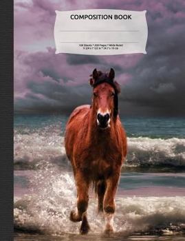 Paperback Stormy Beach Horse Composition Notebook, Wide Ruled: Composition Book, Lined Student Exercise Book 200 Pages (Wild Animals Series) Book