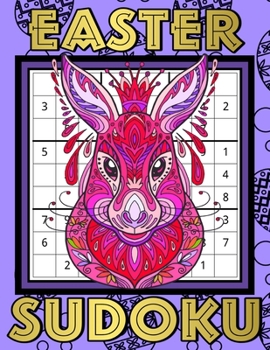 Paperback Easter Sudoku: Sudoku Puzzles Game Book with Solutions for Kids, Teens, Seniors, Adults - One Puzzle Per Page - Large Print - Purple Book