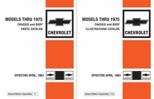 Perfect Paperback 1968 - 1975 Chevrolet Car Parts & Illustrations Catalog Book Set By Detroit Iron Book