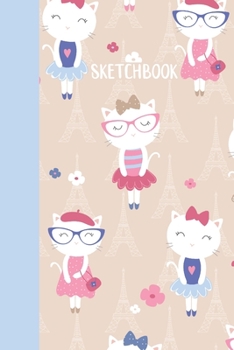 Paperback Sketchbook: Small Blank Journal for Creative Drawing, Sketching, and Doodling - Cute French Hipster Cats Pattern Cover Design Book