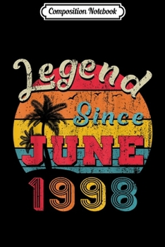 Composition Notebook: Legend Since June 1998 21st Birthday Gifts Vintage  Journal/Notebook Blank Lined Ruled 6x9 100 Pages