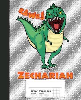 Paperback Graph Paper 5x5: ZECHARIAH Dinosaur Rawr T-Rex Notebook Book