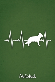 Notizbuch: Grünes kariertes Deutscher Schäferhund Herzschlag Hunde Notizheft ca DIN A5 weiß kariert 110 Seiten (German Edition)