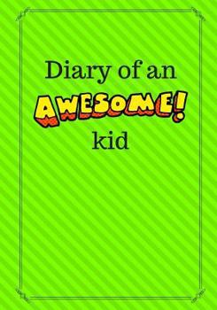 Paperback Diary of an Awesome Kid: Children's Creative Journal, 100 Pages, Bright Kiwi Green Pinstripes Book