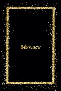 Paperback Henry: Name Henry Monogram Notebook - 120 Pages - Size 6x9, Soft Cover, Matte Finish- Gold Confetti Glitter Monogram Blank Li Book